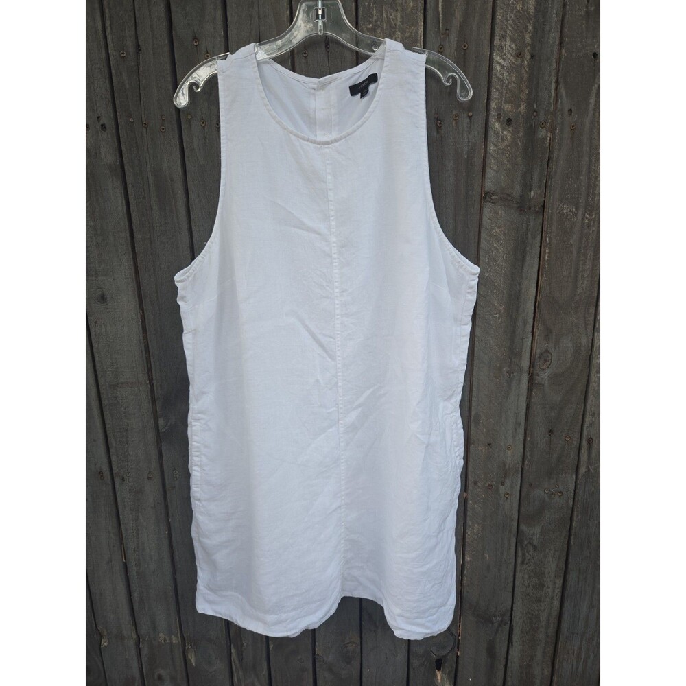 J.crew  Women’s White Sleeveless Dress Sz XXL With Pockets 100%linen